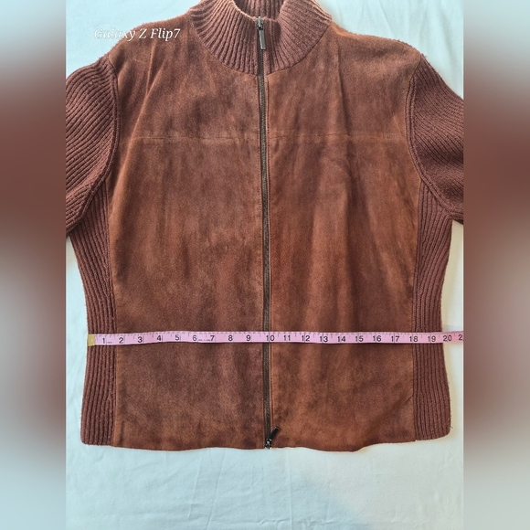 Valerie Separates Leather & Merino Wool Mixed Media Zip Jacket - Brown - XL - Picture 4 of 8